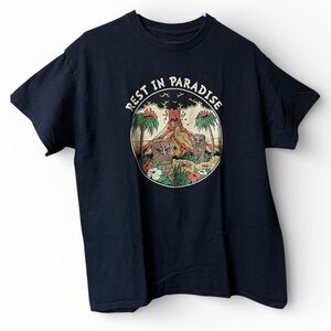 Death Coast Supply Black Tropical Design Graphic T-Shirt size Large